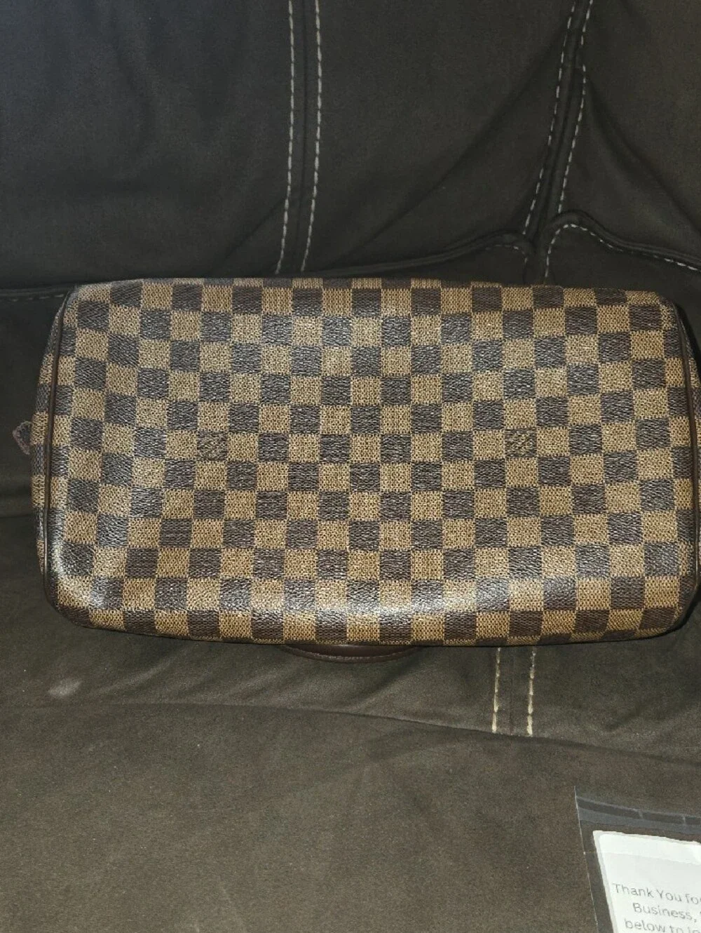 Luxury Louis Vuitton Brown Checkered Dome Satchel Handbag